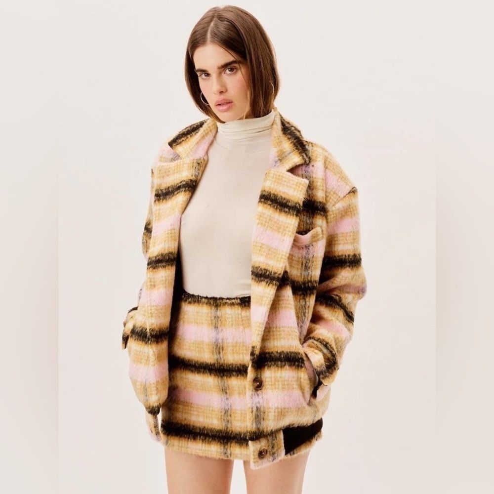 For Love & Lemons Rachel Plaid Jacket Multi Color - Picture 6 of 6